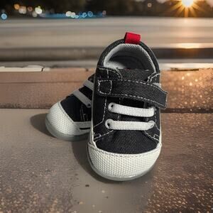 See Kai Run Stevie II Toddler Sneakers Size 3 Black Canvas Hook & Loop Shoes